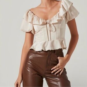 ASTR the label satin bubble sleeve top